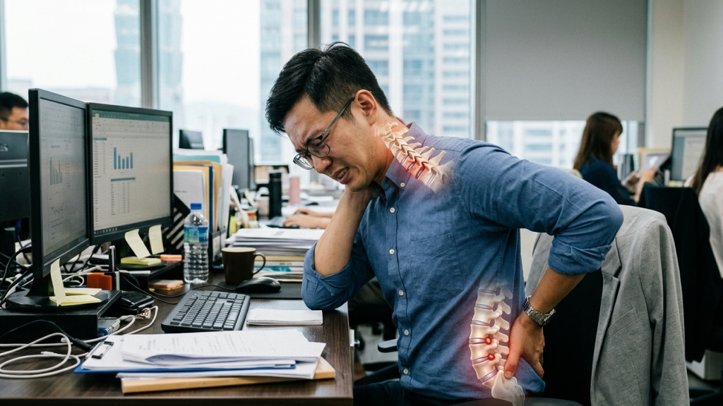 上班族久坐腰痠、烏龜頸?物理治療觀點解析人體工學與自救法 上班族久坐腰痠、烏龜頸?物理治療觀點解析人體工學與自救法
