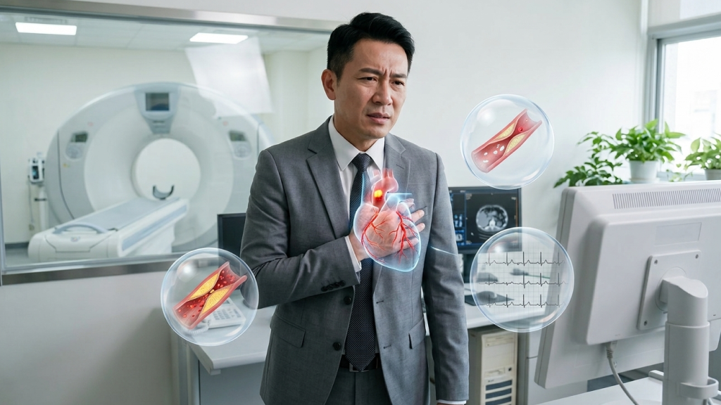 看似健康卻突發心梗?中高齡職場菁英的「隱形血管殺手」防線:冠狀動脈鈣化指數(CAC) 看似健康卻突發心梗?中高齡職場菁英的「隱形血管殺手」防線:冠狀動脈鈣化指數(CAC)